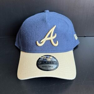 NWT New Era Atlanta Braves Blue Cream Moleskin 9Forty A-Frame Snapback Hat Cap